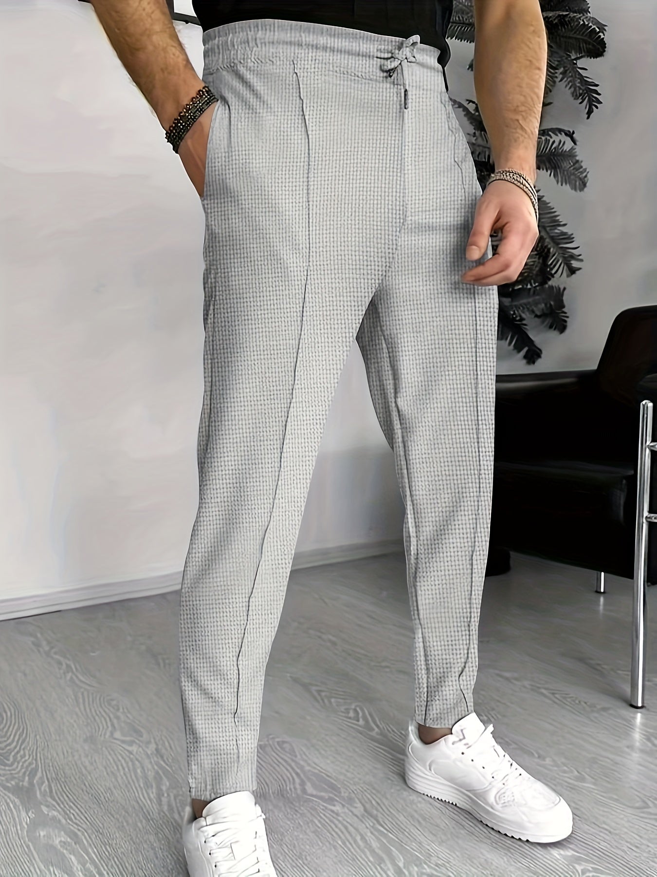 Men's Waffle patterned stretch pants