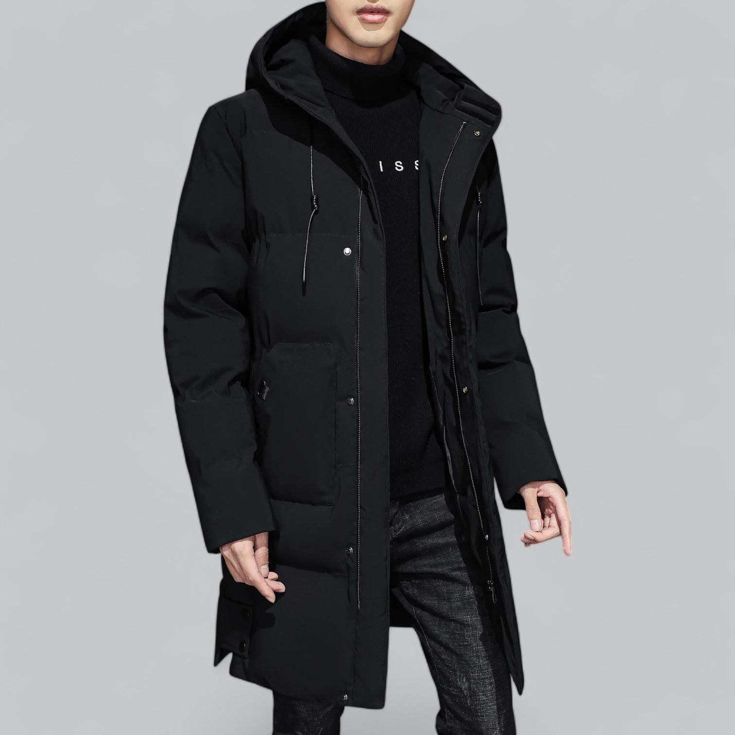 Men's Water-Resistant Long Winter Jacket