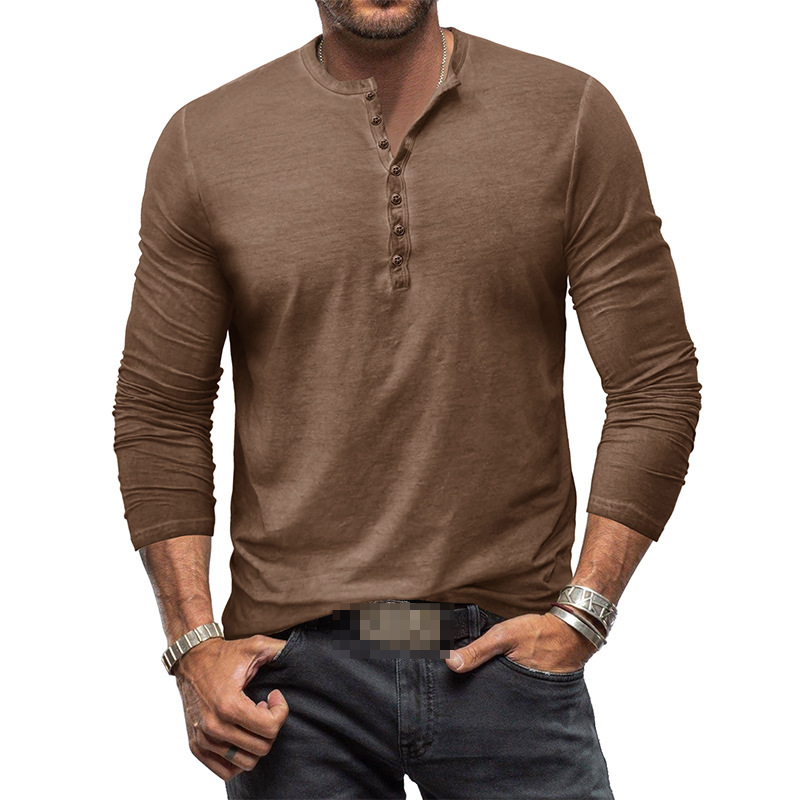 Men's long-sleeved Henley shirt