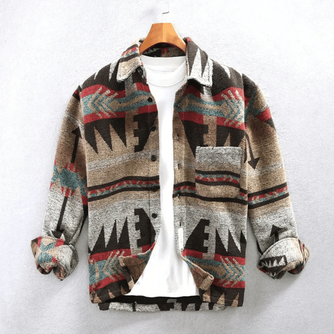 Men's Western-Inspired Jacquard Knit Cardigan