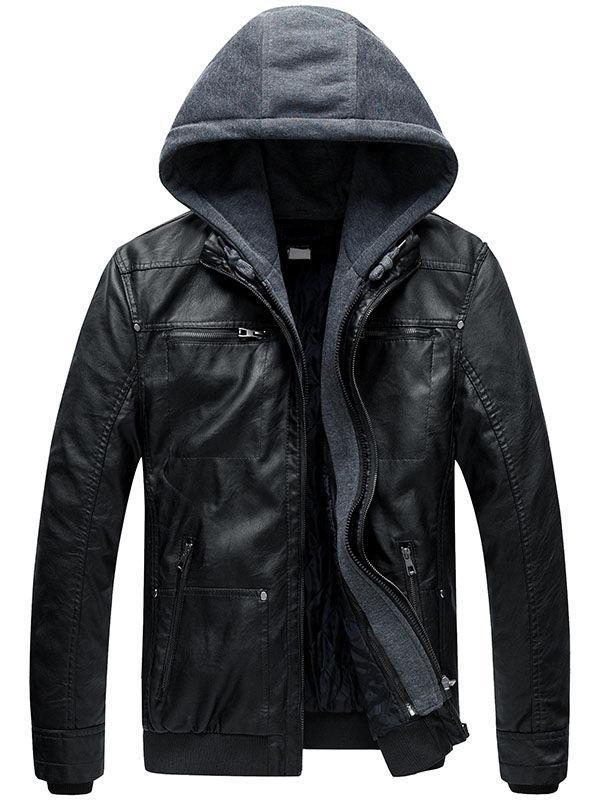 Men's Hooded Leather jacket