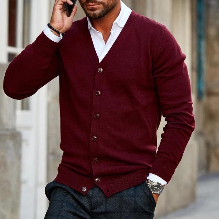 Men’s Classic V-Neck Button-Up Cardigan