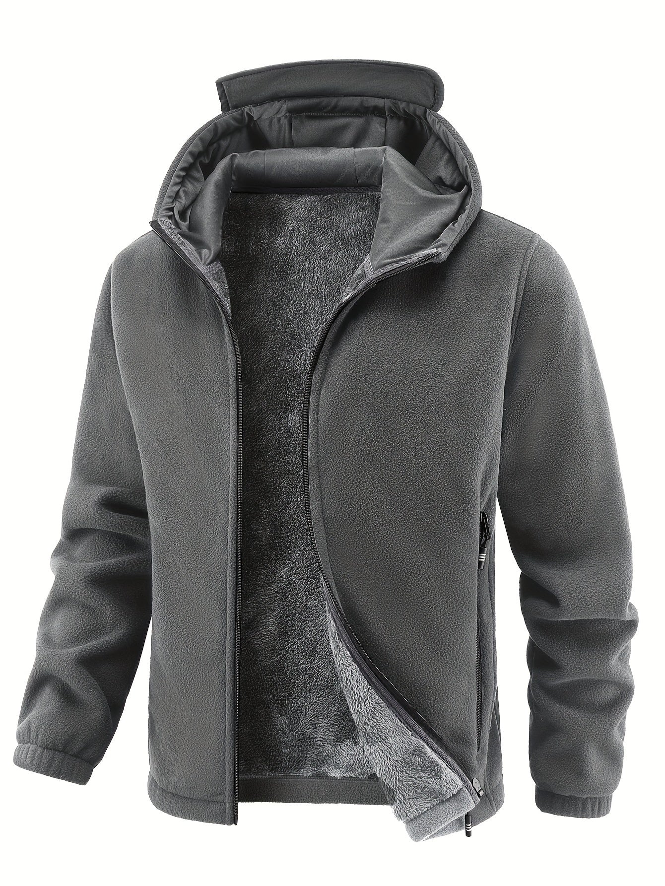 Men's Grey Fleecelined hooded winterjacket