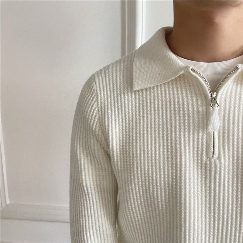 Men's Ribbed Half-zip Sweater