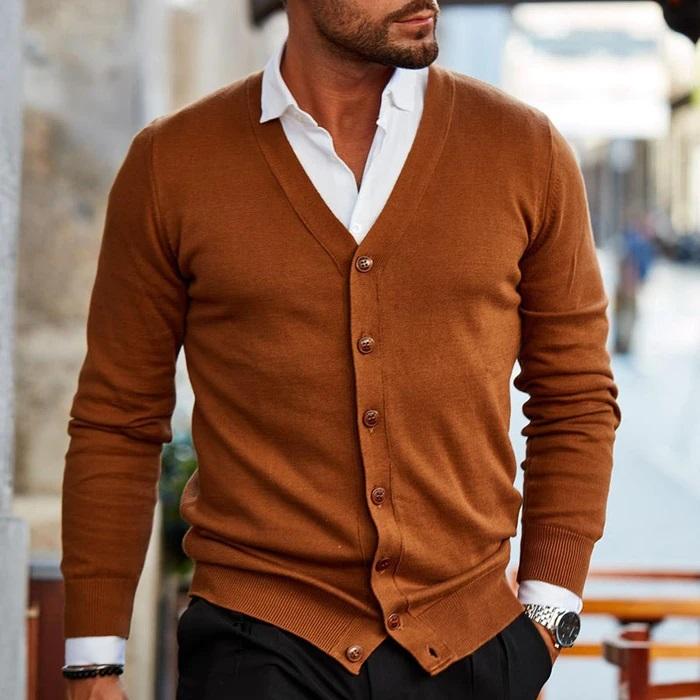 Men’s Classic V-Neck Button-Up Cardigan