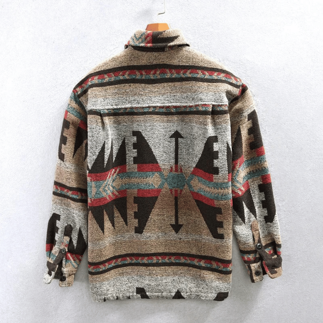 Men's Western-Inspired Jacquard Knit Cardigan