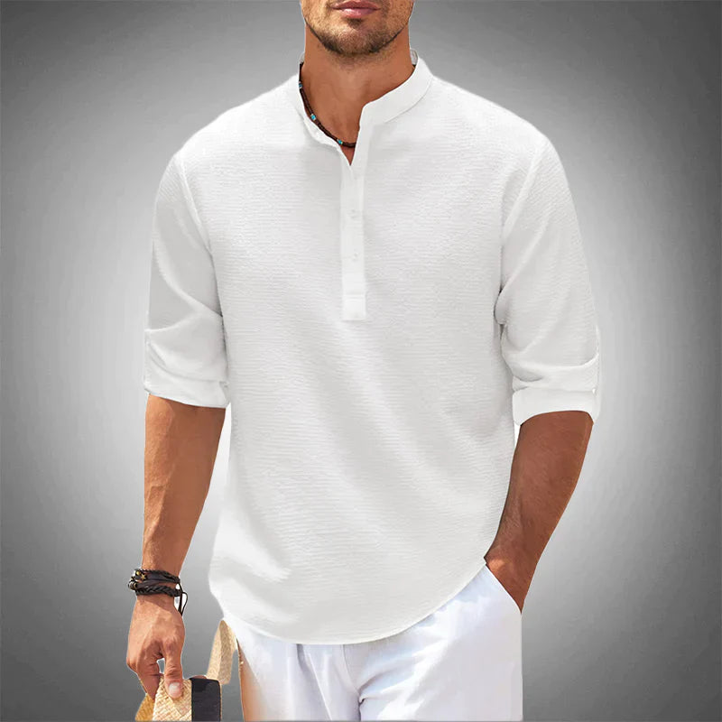 Men’s Mandarin Collar Casual Shirt