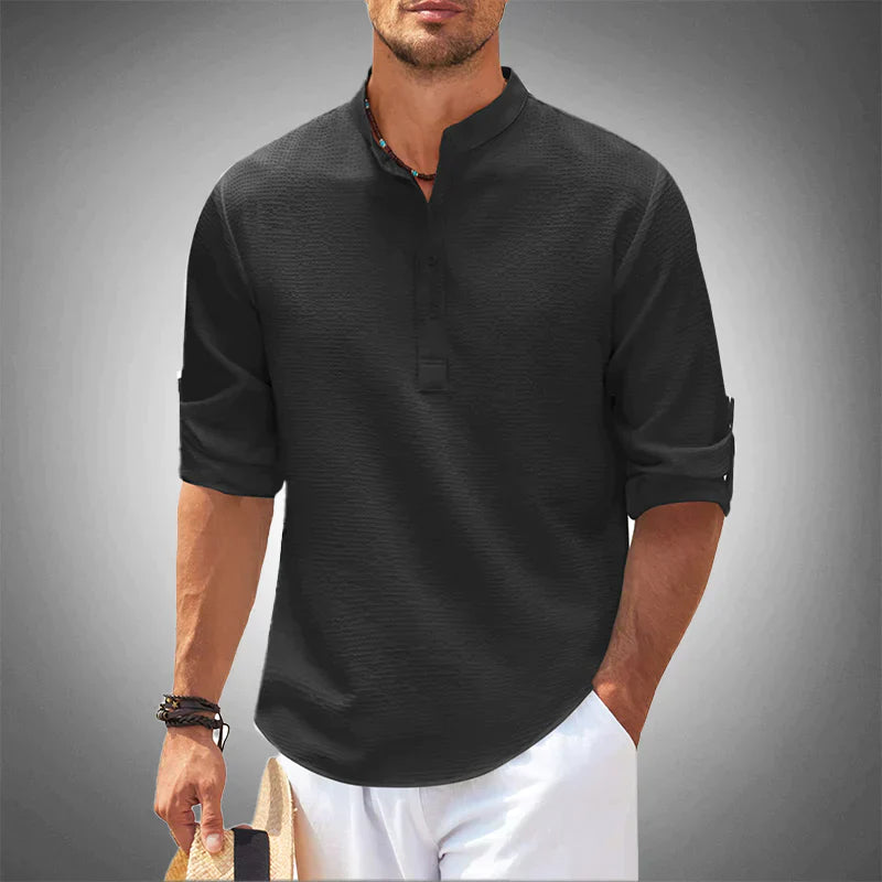 Men’s Mandarin Collar Casual Shirt