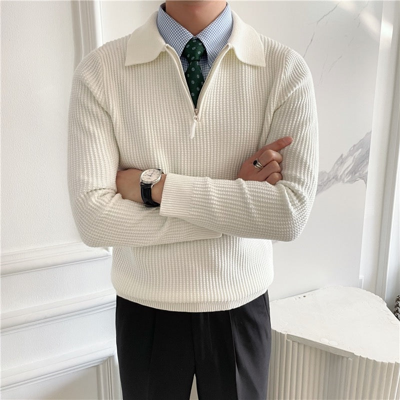 Men's Ribbed Half-zip Sweater