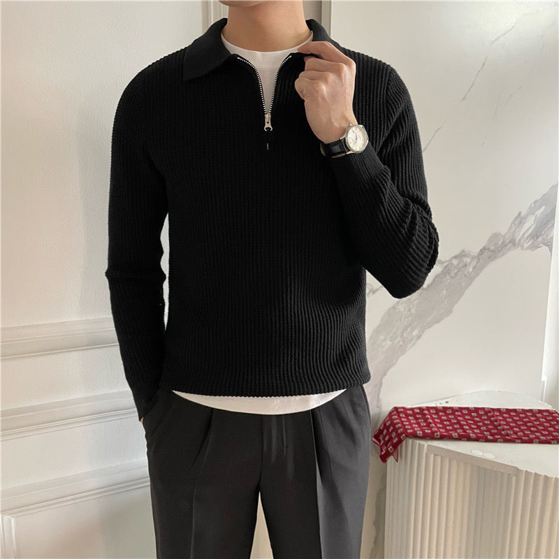 Men's Ribbed Half-zip Sweater