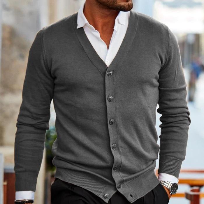 Men’s Classic V-Neck Button-Up Cardigan