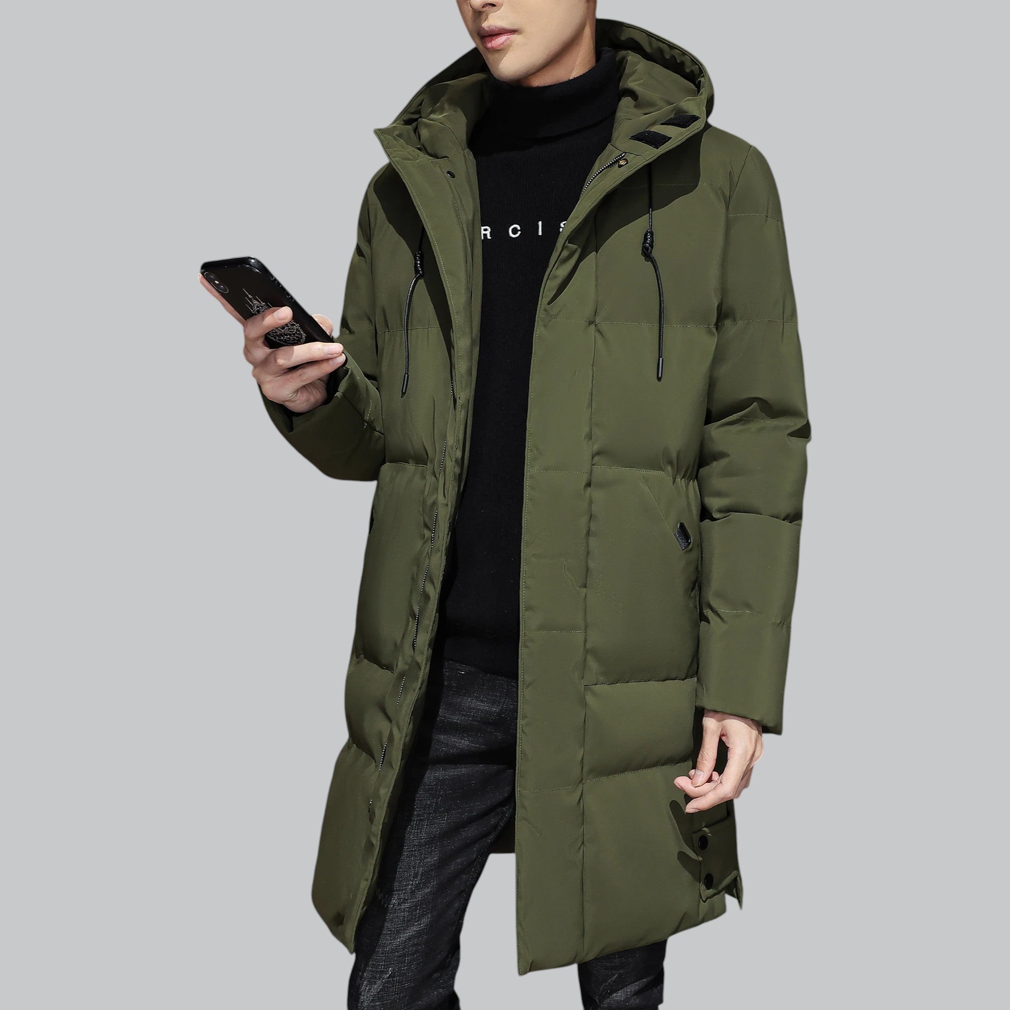 Men's Water-Resistant Long Winter Jacket