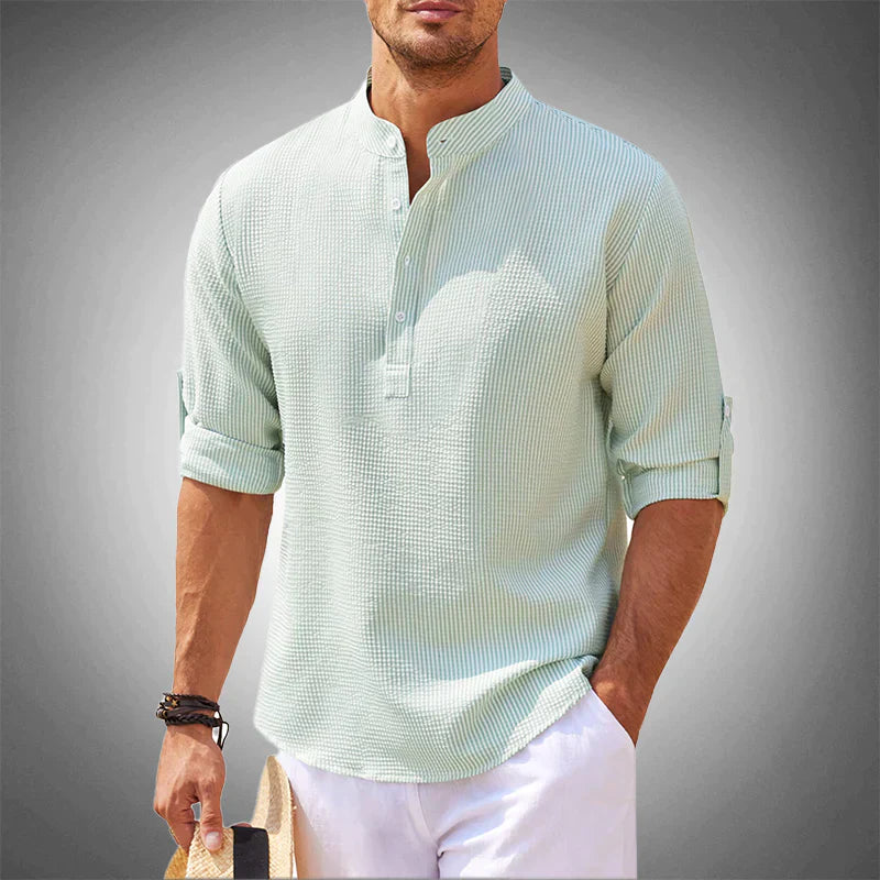 Men’s Mandarin Collar Casual Shirt