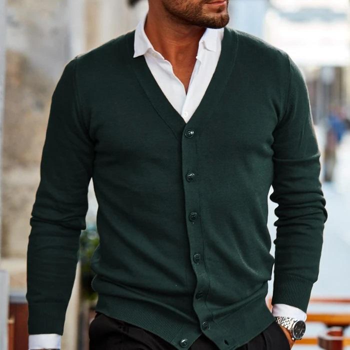 Men’s Classic V-Neck Button-Up Cardigan