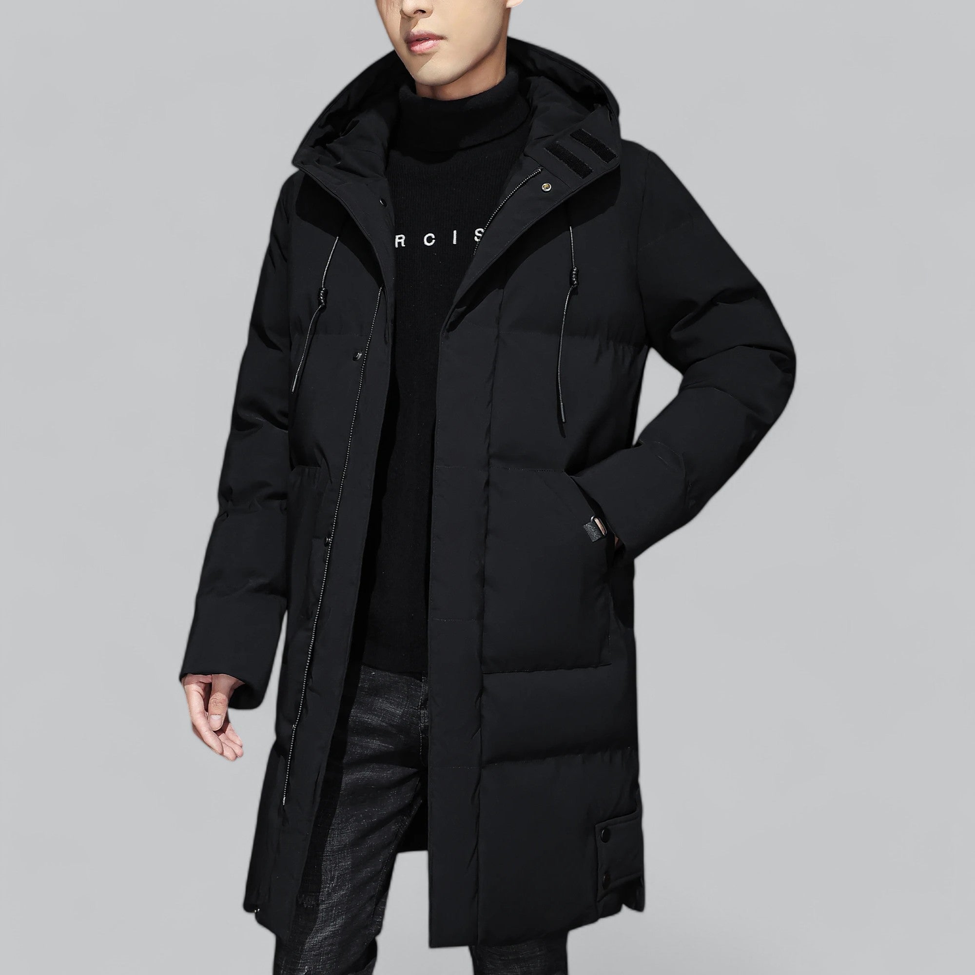 Men's Water-Resistant Long Winter Jacket