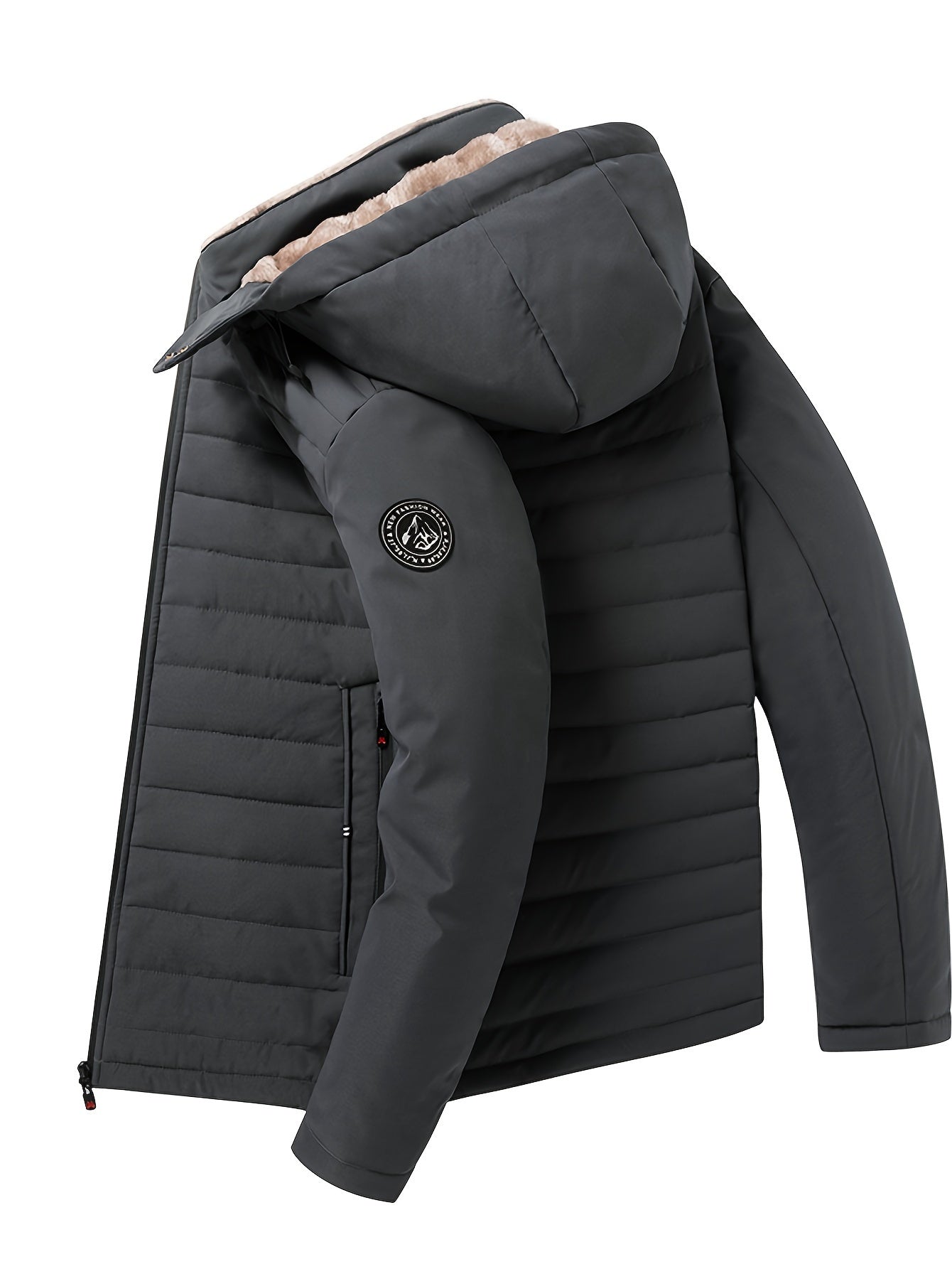 Men's Hooded Winter Jacket with Fleece Lining