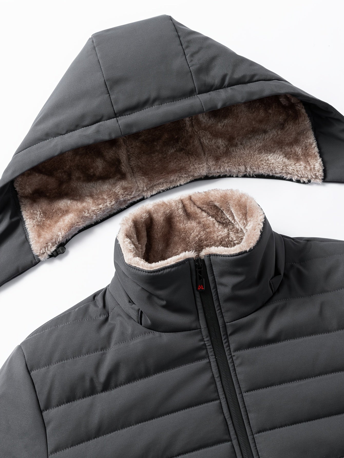 Men's Hooded Winter Jacket with Fleece Lining