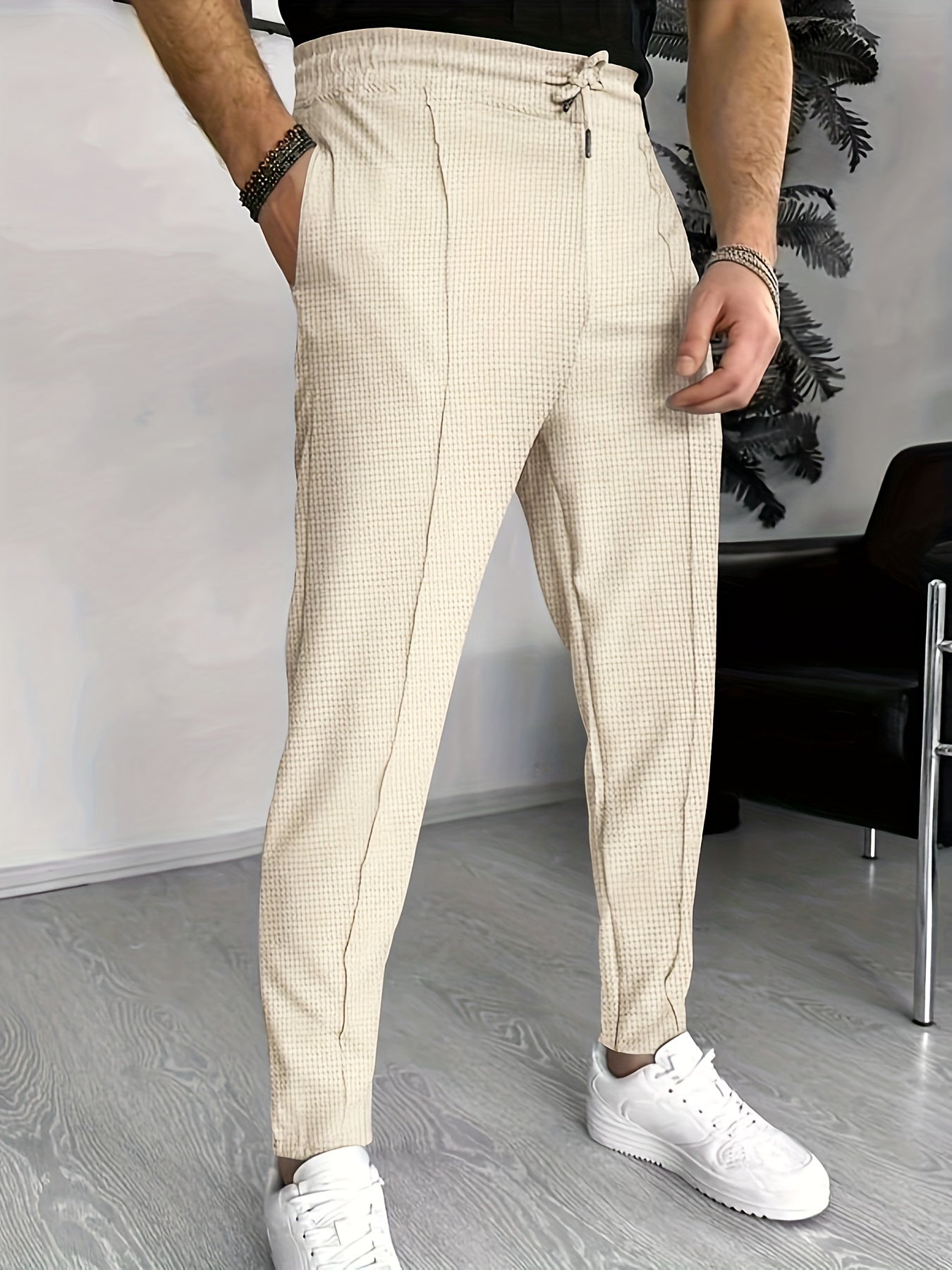 Men's Waffle patterned stretch pants