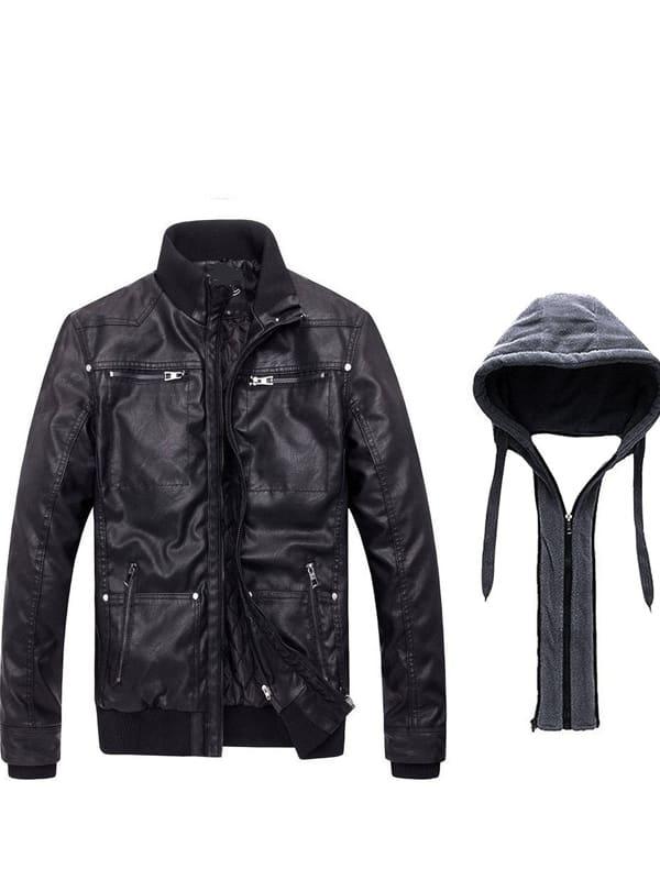 Men's Hooded Leather jacket