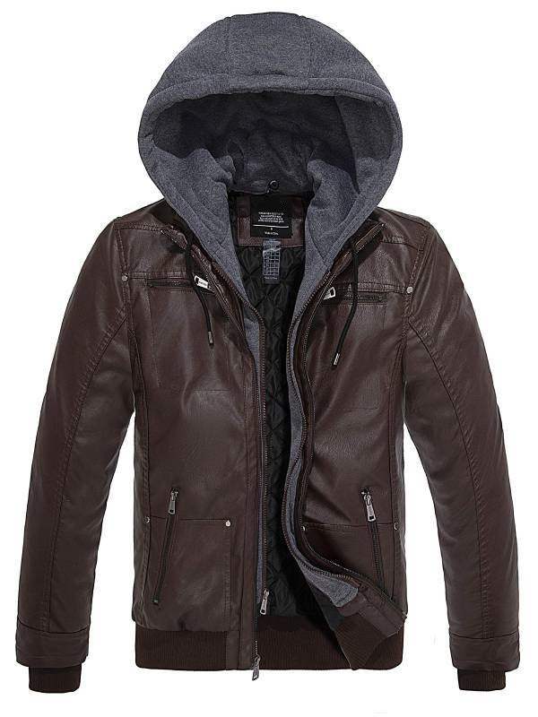 Men's Hooded Leather jacket