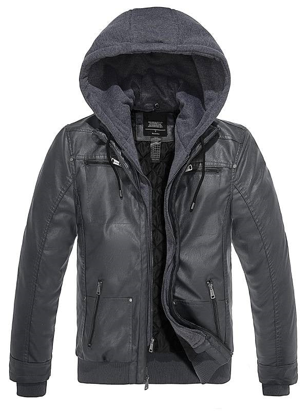 Men's Hooded Leather jacket