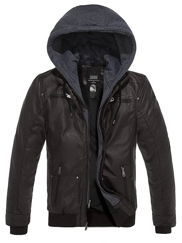 Men's Hooded Leather jacket