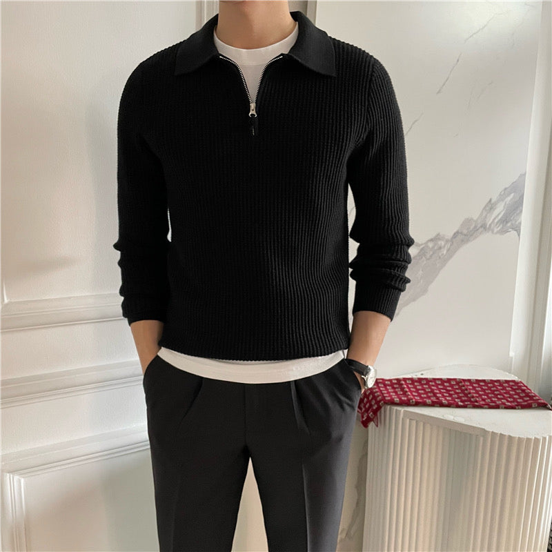 Men's Ribbed Half-zip Sweater