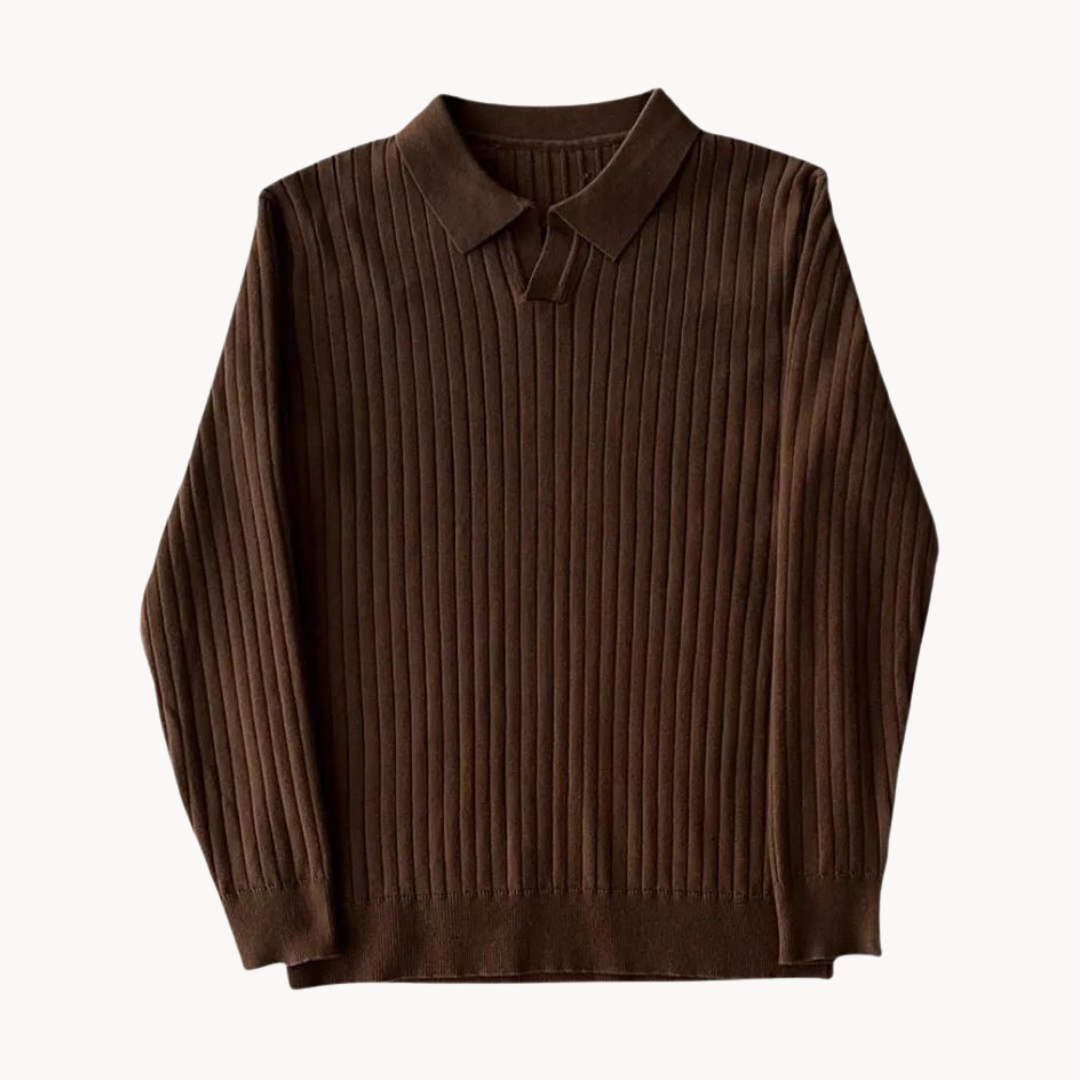 Men's Elegant Open-Collar Sweater