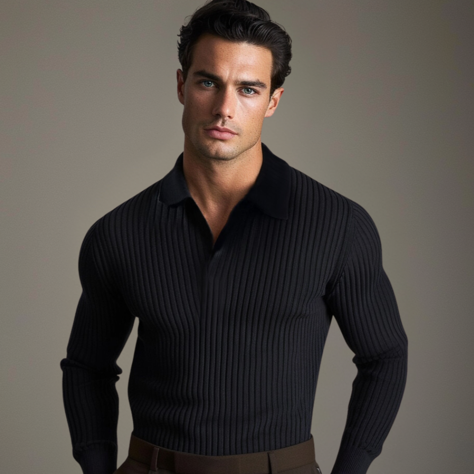 Men's Elegant Open-Collar Sweater