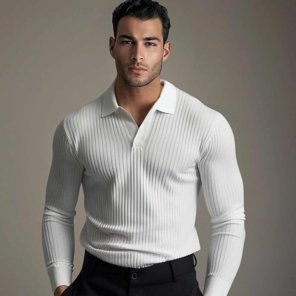 Men's Elegant Open-Collar Sweater