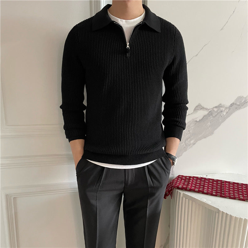 Men's Ribbed Half-zip Sweater