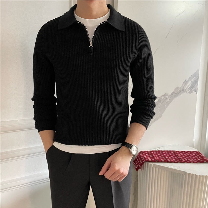 Men's Ribbed Half-zip Sweater