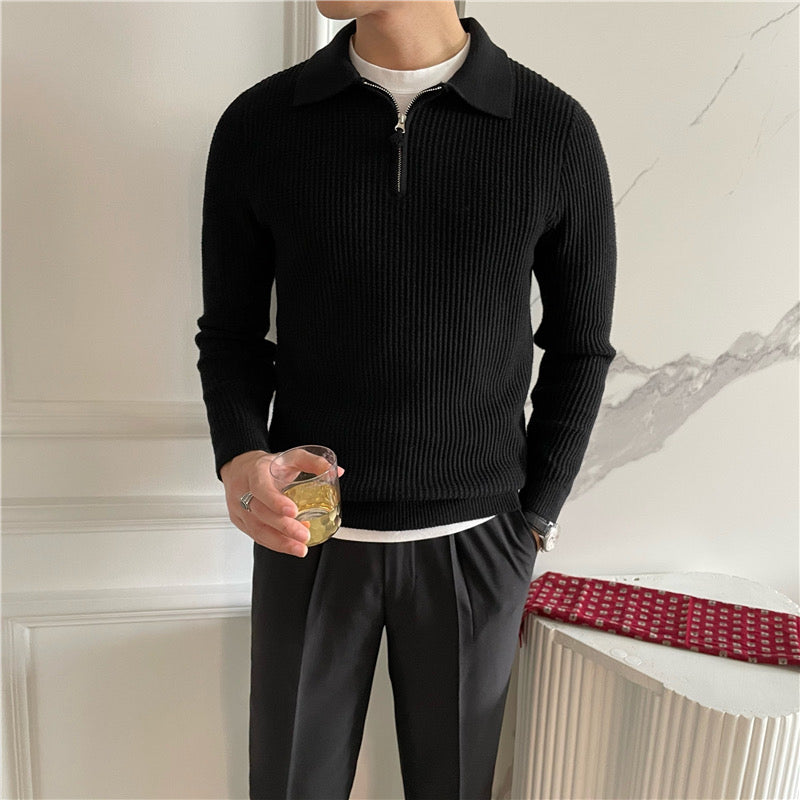 Men's Ribbed Half-zip Sweater