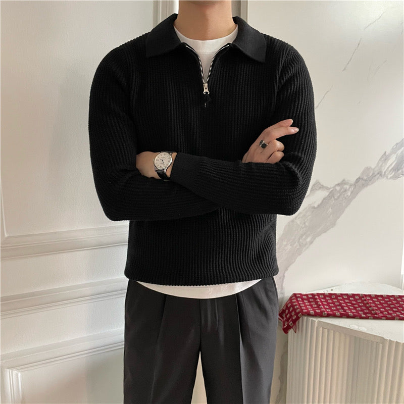 Men's Ribbed Half-zip Sweater