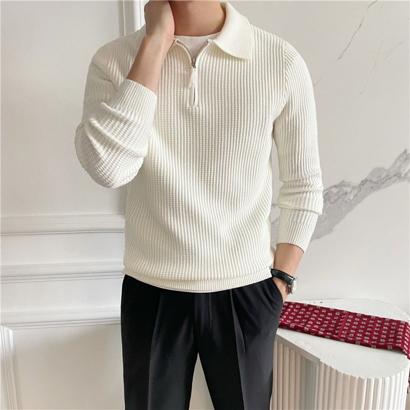 Men's Ribbed Half-zip Sweater