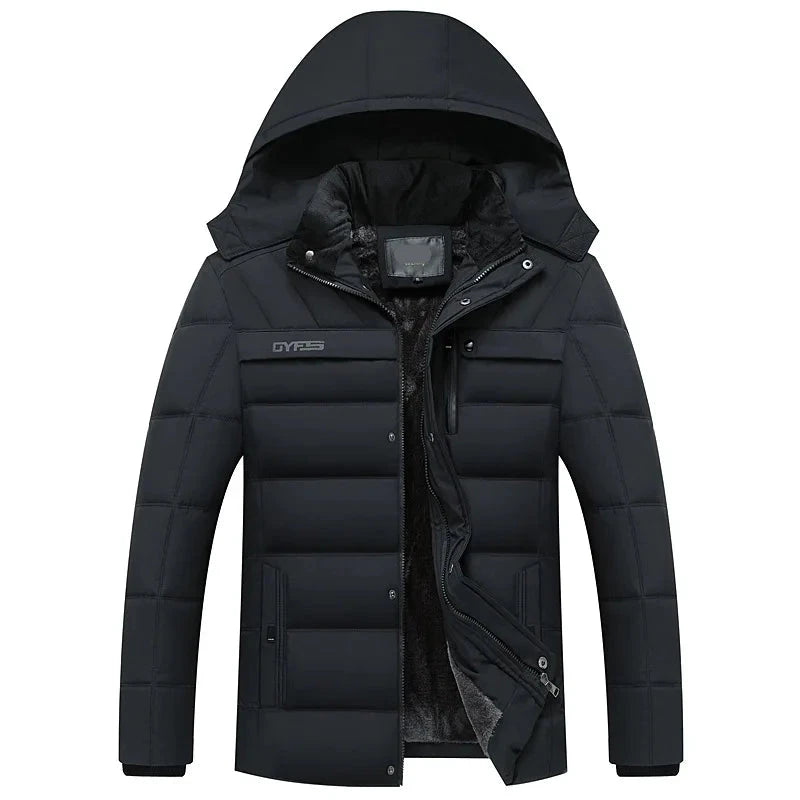 Men's durable Hooded Winter Jacket with Fleece-lining