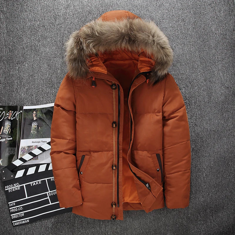 Men's Waterproof Winter Jacket with Faux Fur Hood