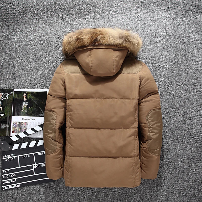 Men's Waterproof Winter Jacket with Faux Fur Hood