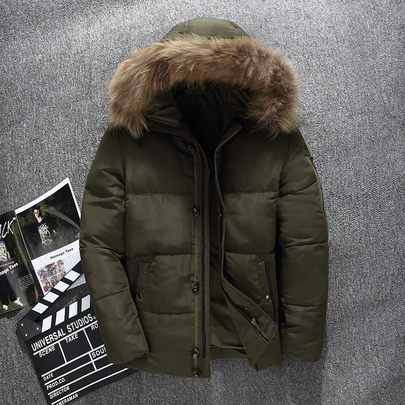 Men's Waterproof Winter Jacket with Faux Fur Hood