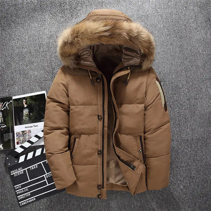 Men's Waterproof Winter Jacket with Faux Fur Hood