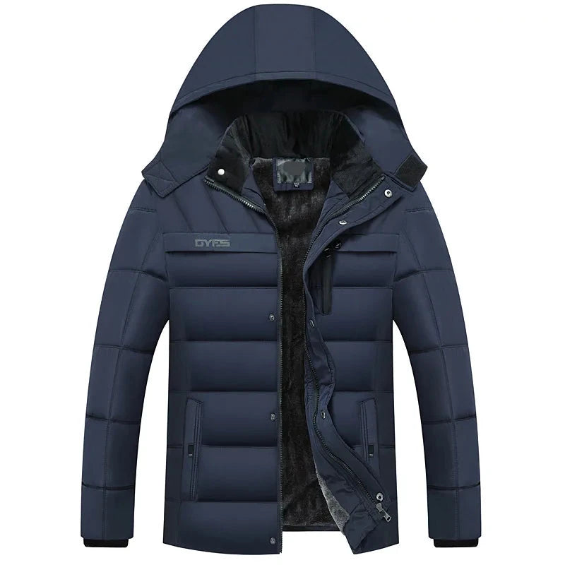 Men's durable Hooded Winter Jacket with Fleece-lining