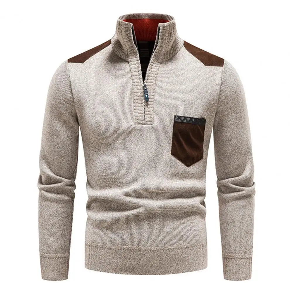 Men's High Collar And Half-zip Sweater