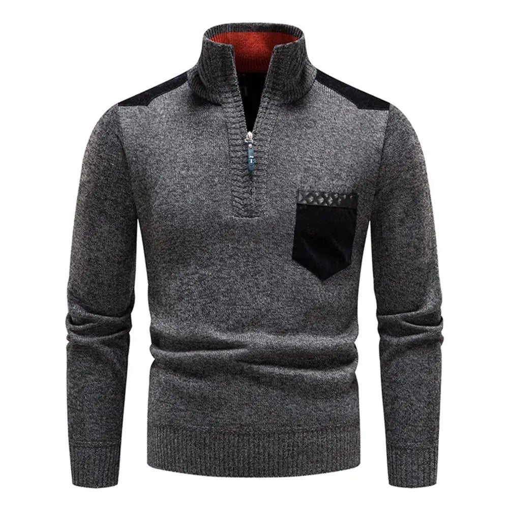 Men's High Collar And Half-zip Sweater