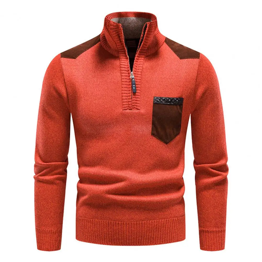 Men's High Collar And Half-zip Sweater