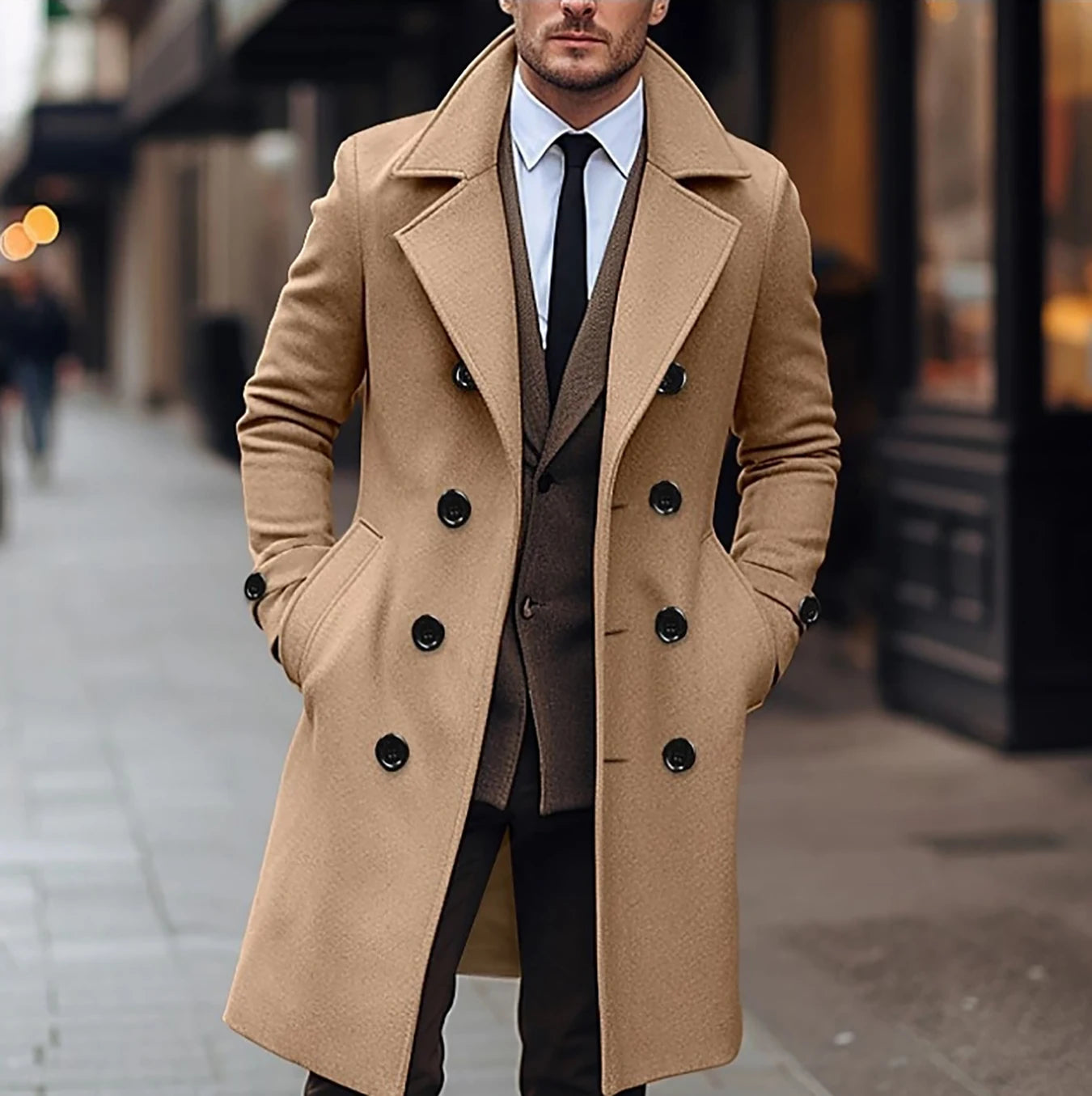 Men's Warm Long Business Coat