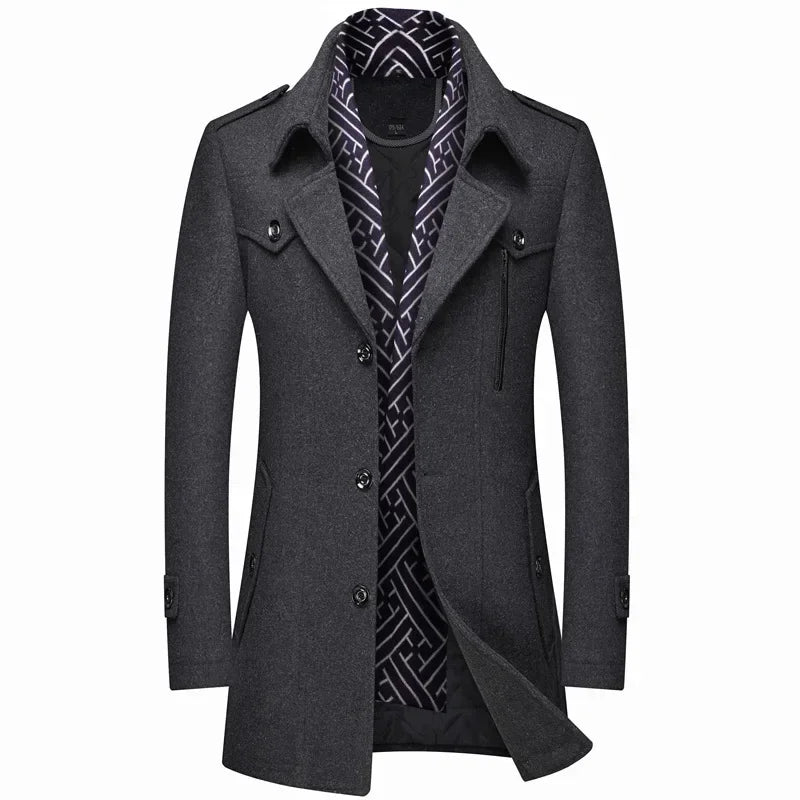 Men's Cozy Long Wool Coat