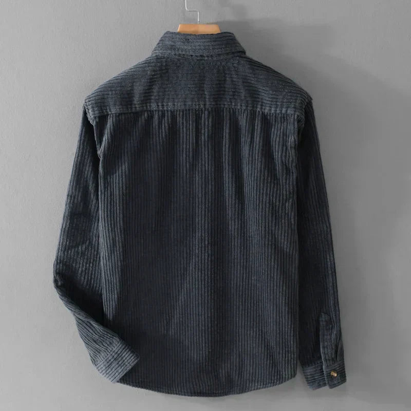 Men's Corduroy Jacket with Button Closure