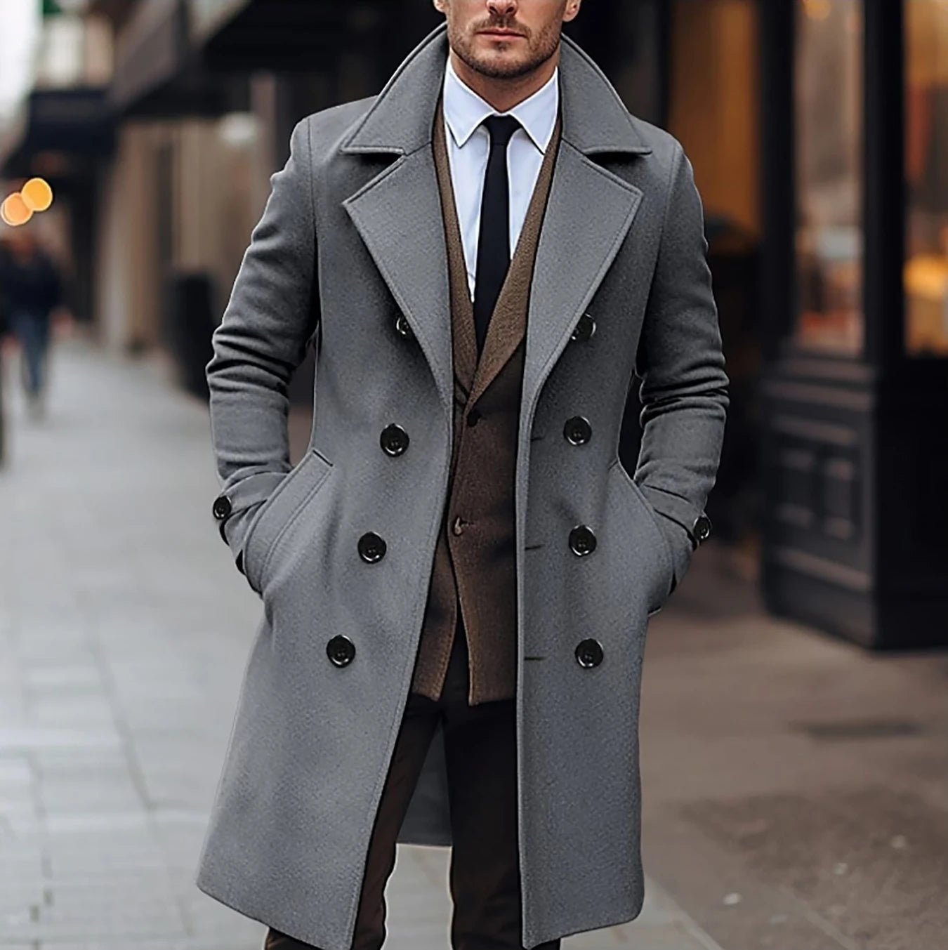 Men's Warm Long Business Coat