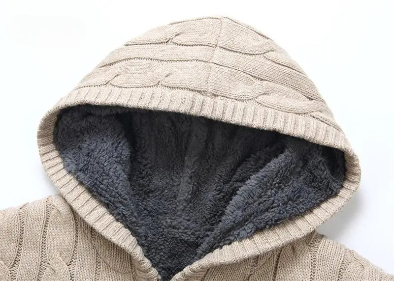 Men's fleece-lined hooded Cardigan