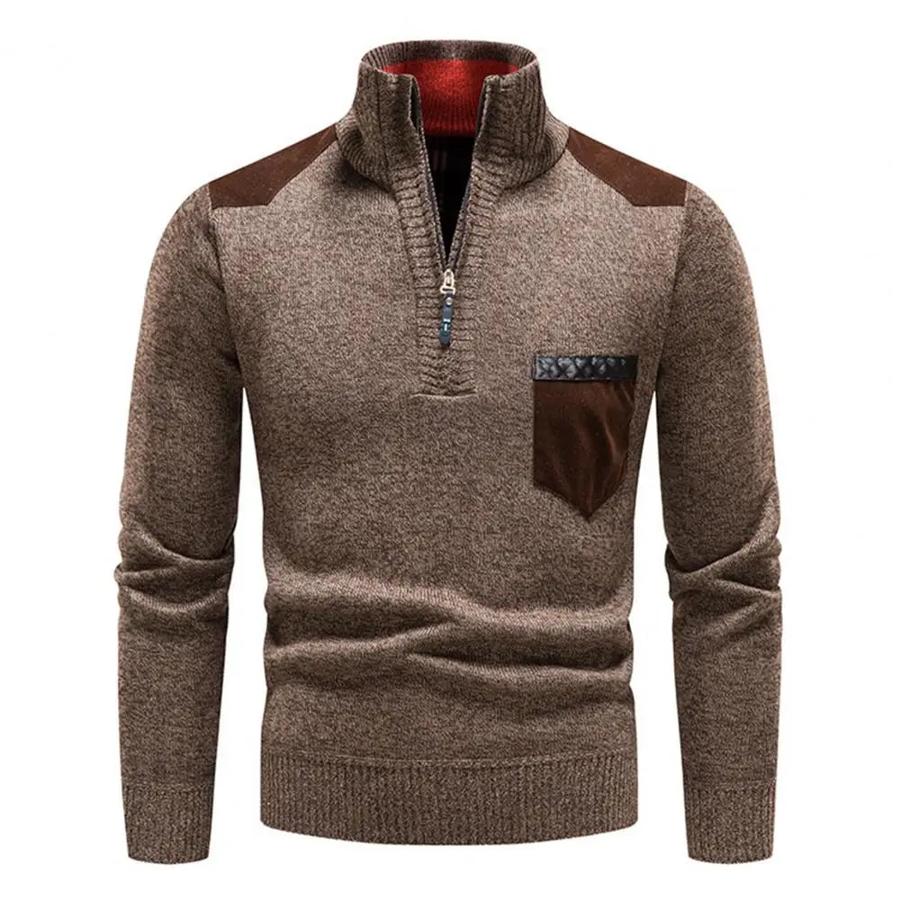 Men's High Collar And Half-zip Sweater